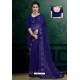 Royal Blue Net Heavy Resham Embroidered Designer Saree