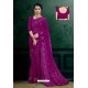 Purple Net Heavy Resham Embroidered Designer Saree