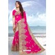Rani Pink Georgette Heavy Embroidered Designer Saree