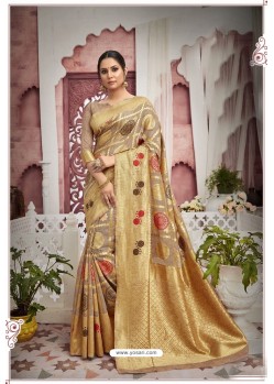 Light Brown Designer Traditional Wear Cotton Saree