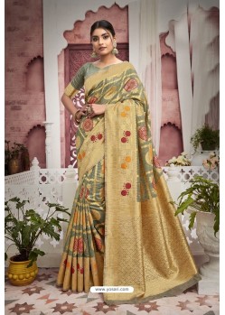 Green Designer Traditional Wear Cotton Saree