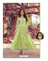 Green Party Wear Cotton Mal Long Kurti With Mask