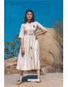 Cream Designer Readymade Rayon Long Kurti