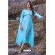 Sky Blue Designer Readymade Rayon Long Kurti