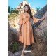 Light Orange Designer Readymade Rayon Long Kurti