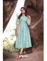 Sea Green Designer Readymade Rayon Long Kurti