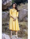 Yellow Designer Readymade Rayon Long Kurti