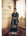 Peacock Blue Satin Silk Designer Party Wear Palazzo Suit