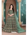 Dark Green Georgette Embroidered Floor Length Suit