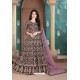 Wine Georgette Embroidered Floor Length Suit