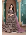 Wine Georgette Embroidered Floor Length Suit