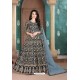 Navy Blue Georgette Embroidered Floor Length Suit