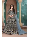 Navy Blue Georgette Embroidered Floor Length Suit