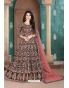 Maroon Georgette Embroidered Floor Length Suit