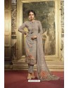 Grey Georgette Designer Printed Straight Suit