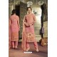 Peach Georgette Designer Printed Straight Suit