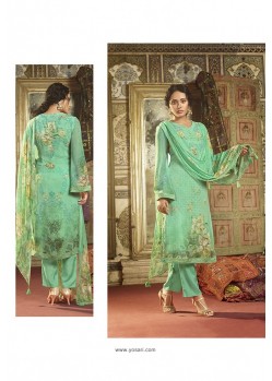 Green Georgette Designer Printed Straight Suit