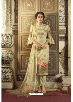 Olive Green Georgette Designer Printed Straight Suit