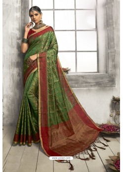 Forest Green Designer Traditional Wear Art Silk Saree