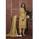 Yellow Heavy Worked Net Designer Suit