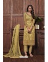 Yellow Heavy Worked Net Designer Suit