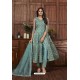 Turquoise Blue Heavy Worked Net Designer Suit