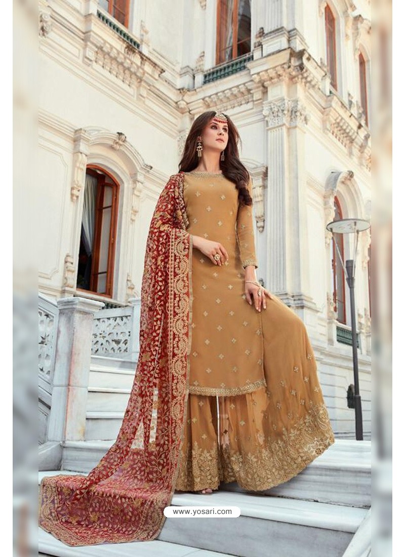 Brown Heavy Designer Sharara Kameez Suit – Apparel Designer