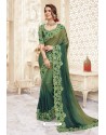 Green Heavy Designer Party Wear Chanderi Silk Saree