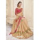 Cream Heavy Designer Party Wear Chanderi Silk Saree