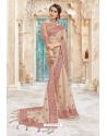 Light Beige Heavy Designer Party Wear Chanderi Silk Saree