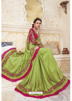 Green Party Wear Chanderi Silk Saree