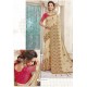 Pretty Cream Heavy Designer Party Wear Chanderi Silk Saree