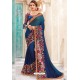 Royal Blue Heavy Designer Party Wear Chanderi Silk Saree