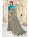 Two Tone Beige Designer Party Wear Chanderi Silk Saree