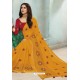 Mustard Chanderi Silk Party Wear Saree