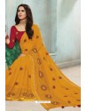 Mustard Chanderi Silk Party Wear Saree