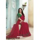 Red Chanderi Silk Party Wear Saree