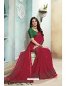 Red Chanderi Silk Party Wear Saree