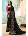 Black Chanderi Silk Party Wear Saree