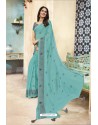 Sky Blue Chanderi Silk Party Wear Saree