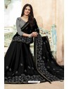 Stylish Black Chanderi Silk Party Wear Saree