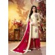 Cream And Pink Readymade Party Wear Rayon Plazzo Suit