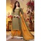 Mehendi And Yellow Readymade Party Wear Rayon Plazzo Suit