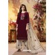 Maroon And Off White Readymade Party Wear Rayon Plazzo Suit