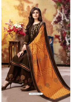 Brown Readymade Party Wear Rayon Plazzo Suit