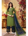 Forest Green And Blue Readymade Party Wear Rayon Plazzo Suit