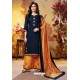 Navy Blue And Orange Readymade Party Wear Rayon Plazzo Suit