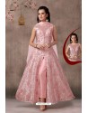 Pink Party Wear Organza Beads Indo Western Suit