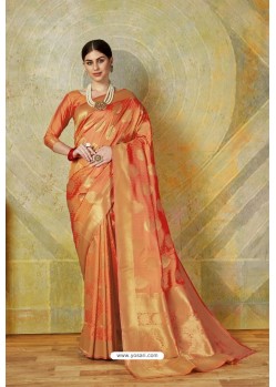 Orange Classic Heavy Weaving Slik Designer Saree