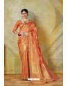 Orange Classic Heavy Weaving Slik Designer Saree
